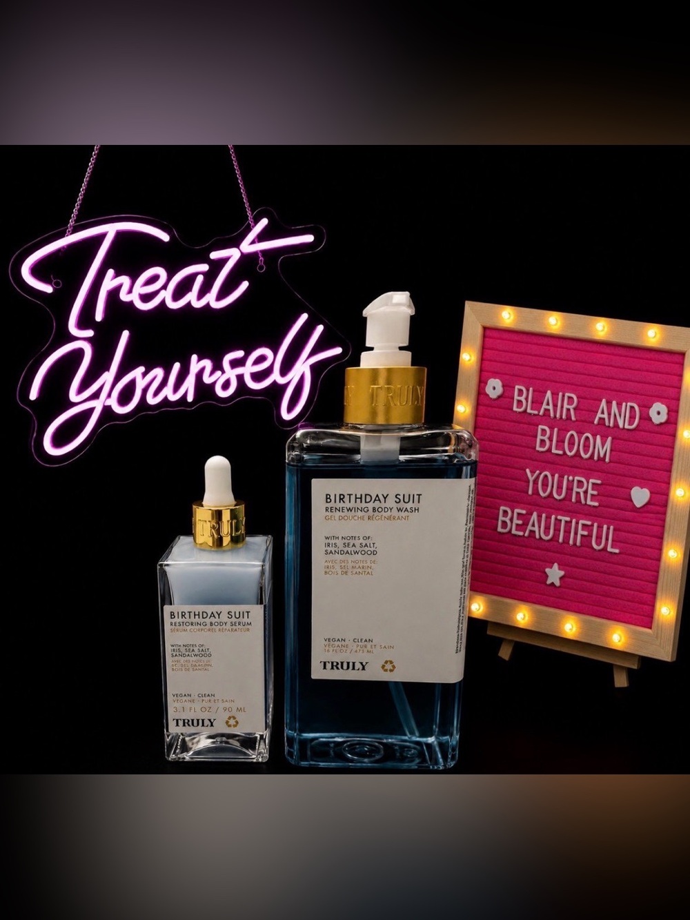 TRULY Birthday Suit Renewing Body Wash & Restoring Body Serum - NEW